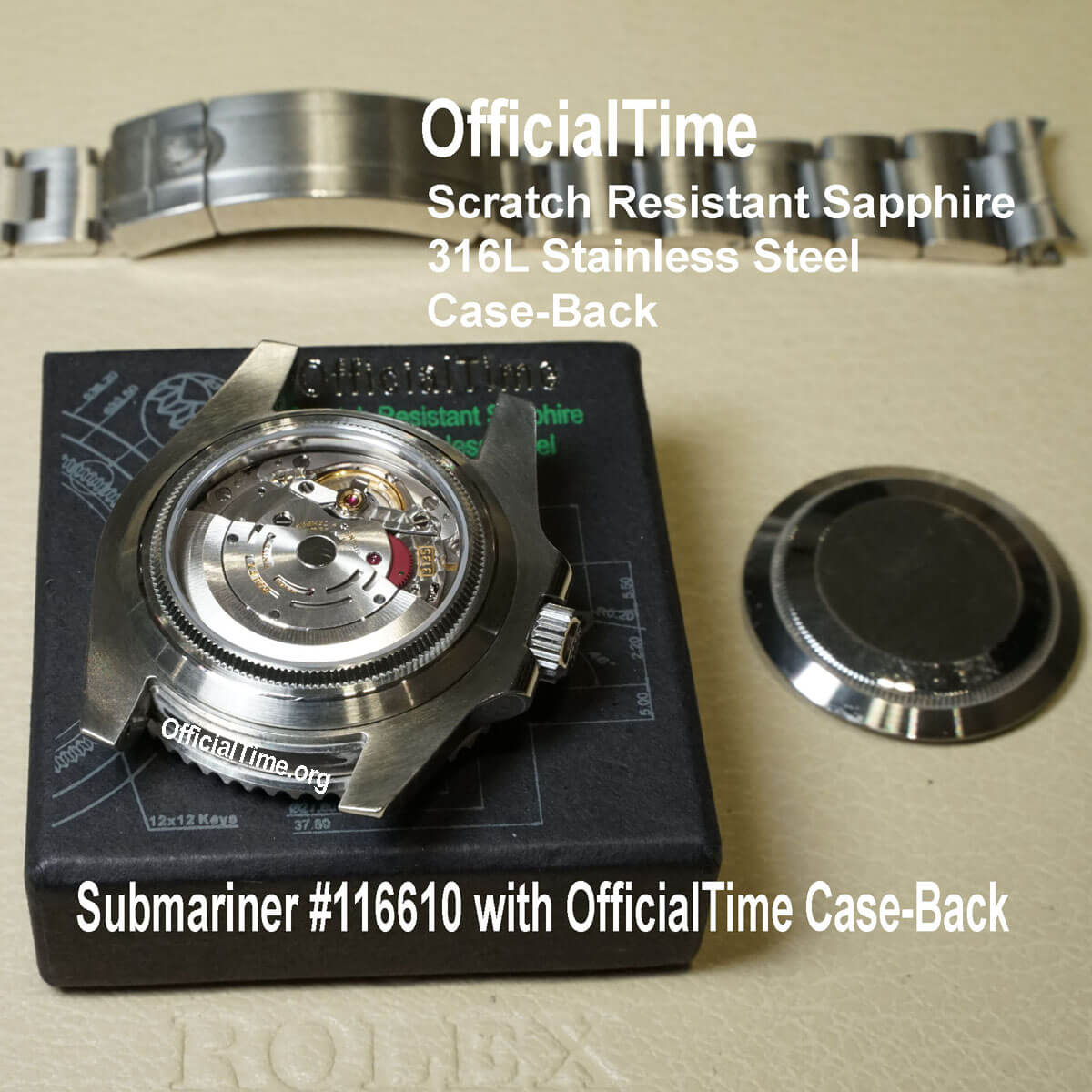 OfficialTime Case Back for Rolex Submariner